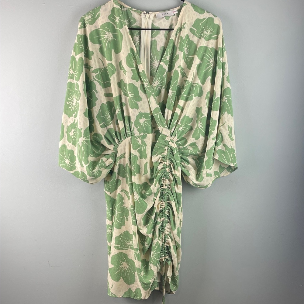 Lush Floral Green and Cream Dress Size M